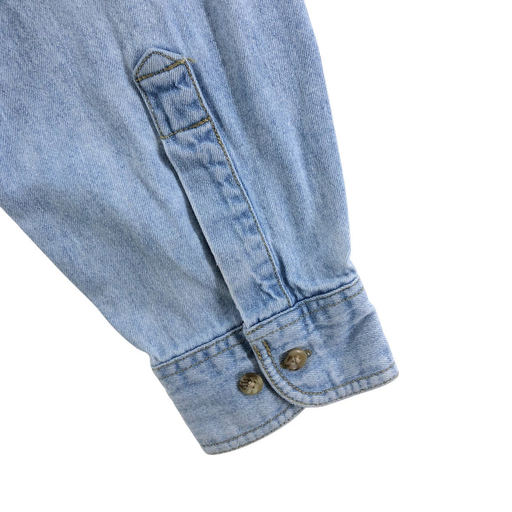 90'S Columbia long sleeve denim shirt, made in USA, men's XL size, vintage unclear Blue type light blue Vintage Second Hand
