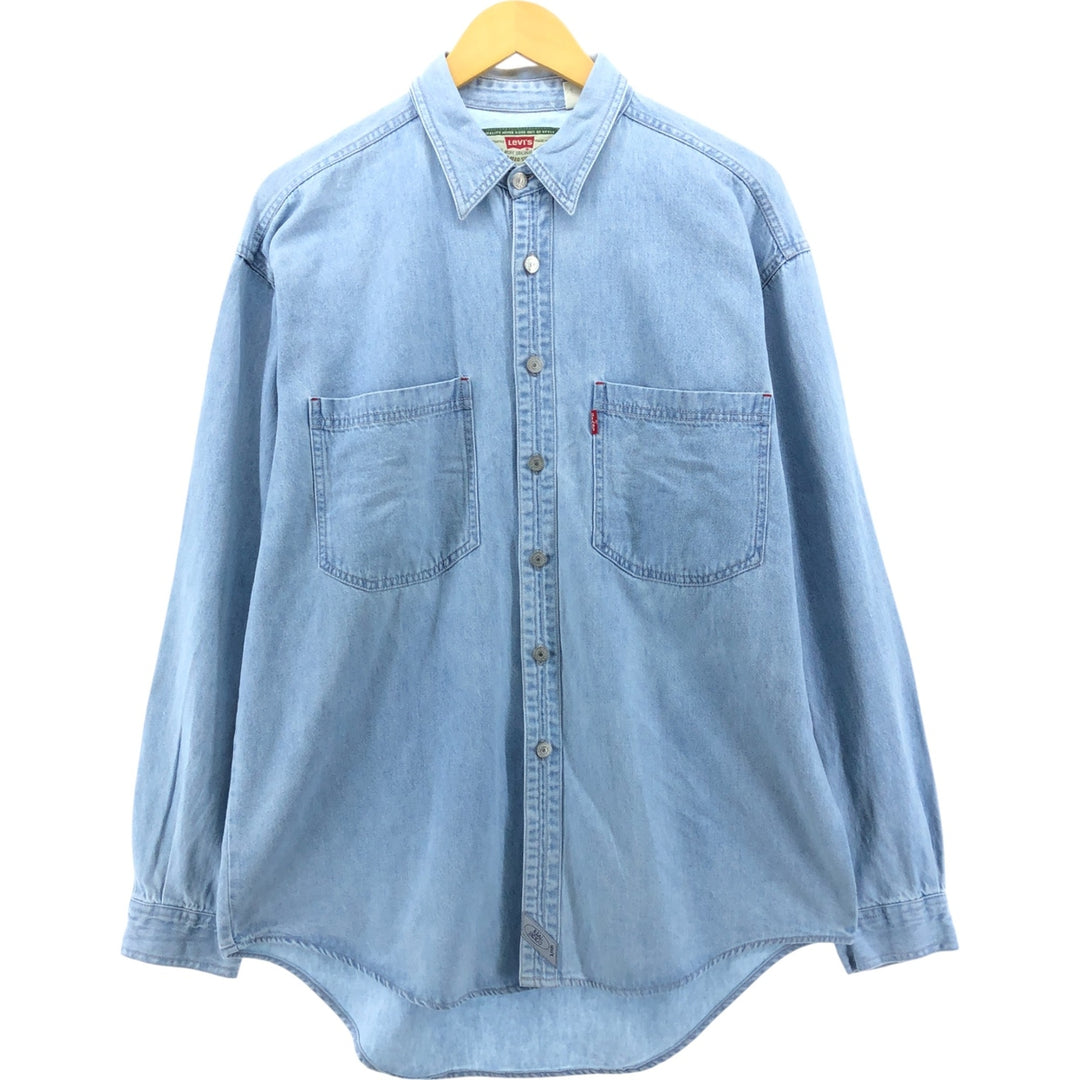 90'S Vintage Levi's Long Sleeve Denim Shirt, Men's Size Medium cotton blue type Vintage Second Hand
