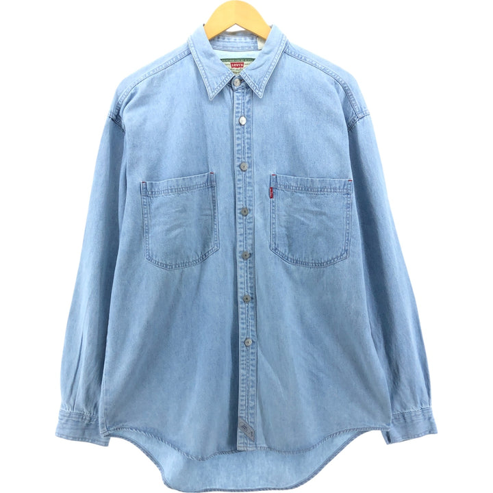 90'S Vintage Levi's Long Sleeve Denim Shirt, Men's Size Medium cotton blue type Vintage Second Hand