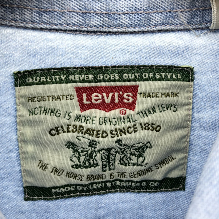 90'S Vintage Levi's Long Sleeve Denim Shirt, Men's Size Medium cotton blue type Vintage Second Hand