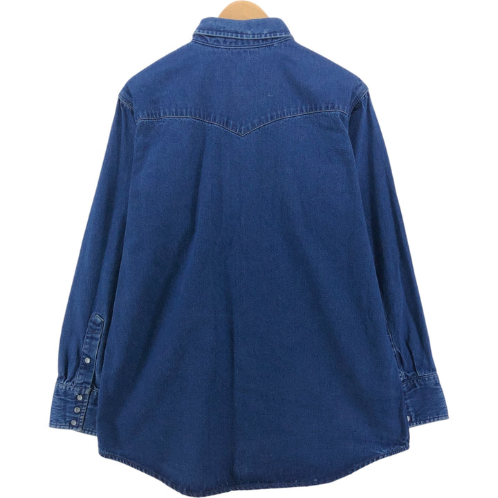 90'S Carhartt Long Sleeve Denim Western Shirt, Men's XL unclear blue type Vintage Second Hand