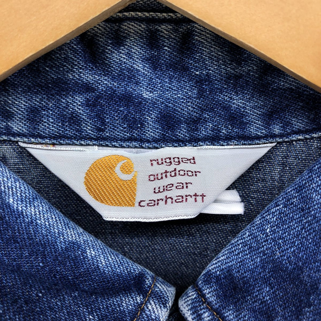 90'S Carhartt Long Sleeve Denim Western Shirt, Men's XL unclear blue type Vintage Second Hand