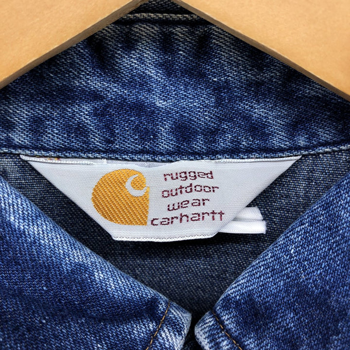 90'S Carhartt Long Sleeve Denim Western Shirt, Men's XL unclear blue type Vintage Second Hand