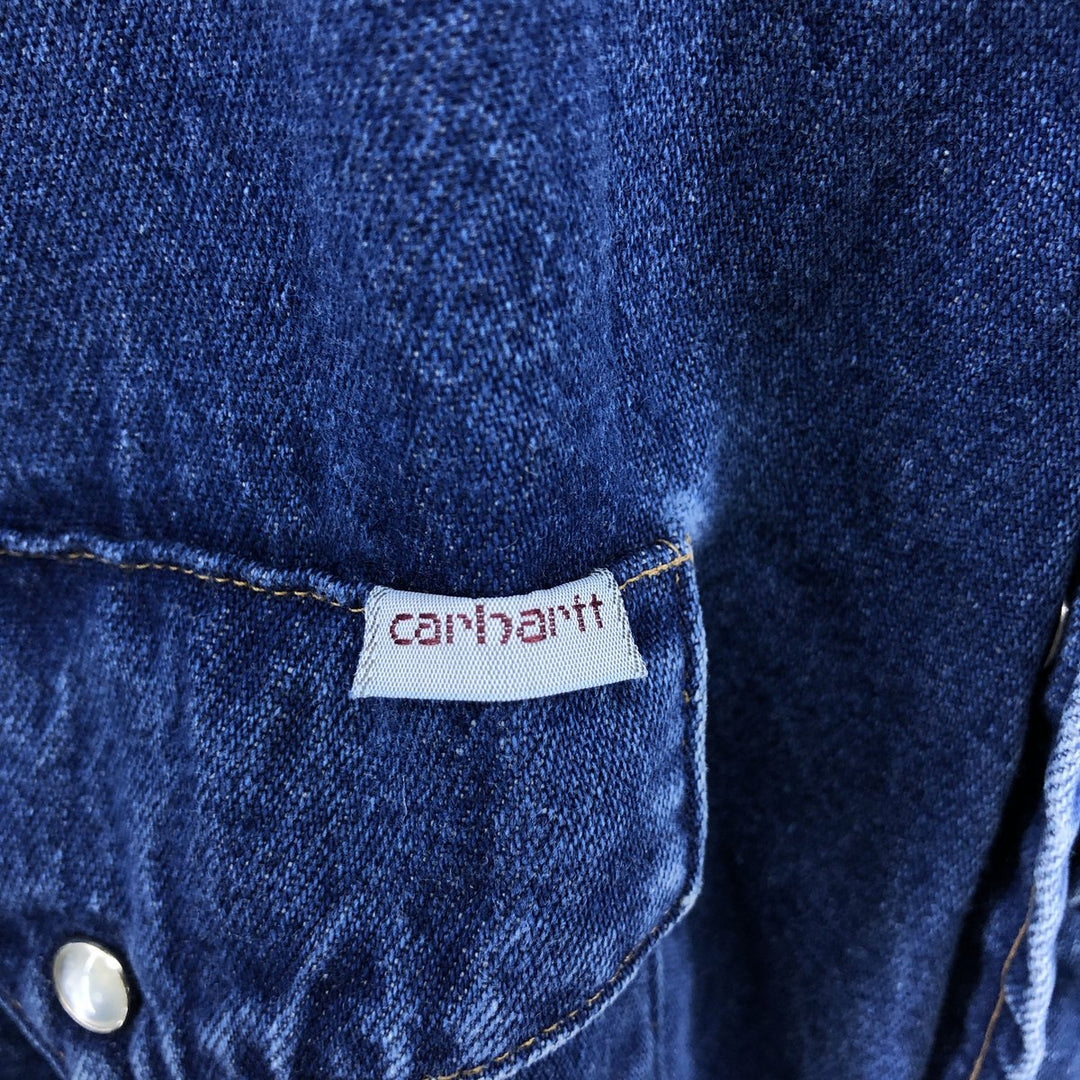90'S Carhartt Long Sleeve Denim Western Shirt, Men's XL unclear blue type Vintage Second Hand