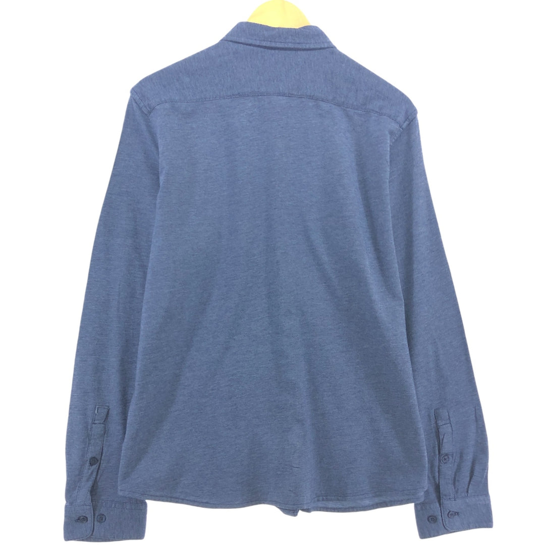 DKNY long-sleeved cotton shirt, size L, men's cotton navy blue type Vintage Second Hand