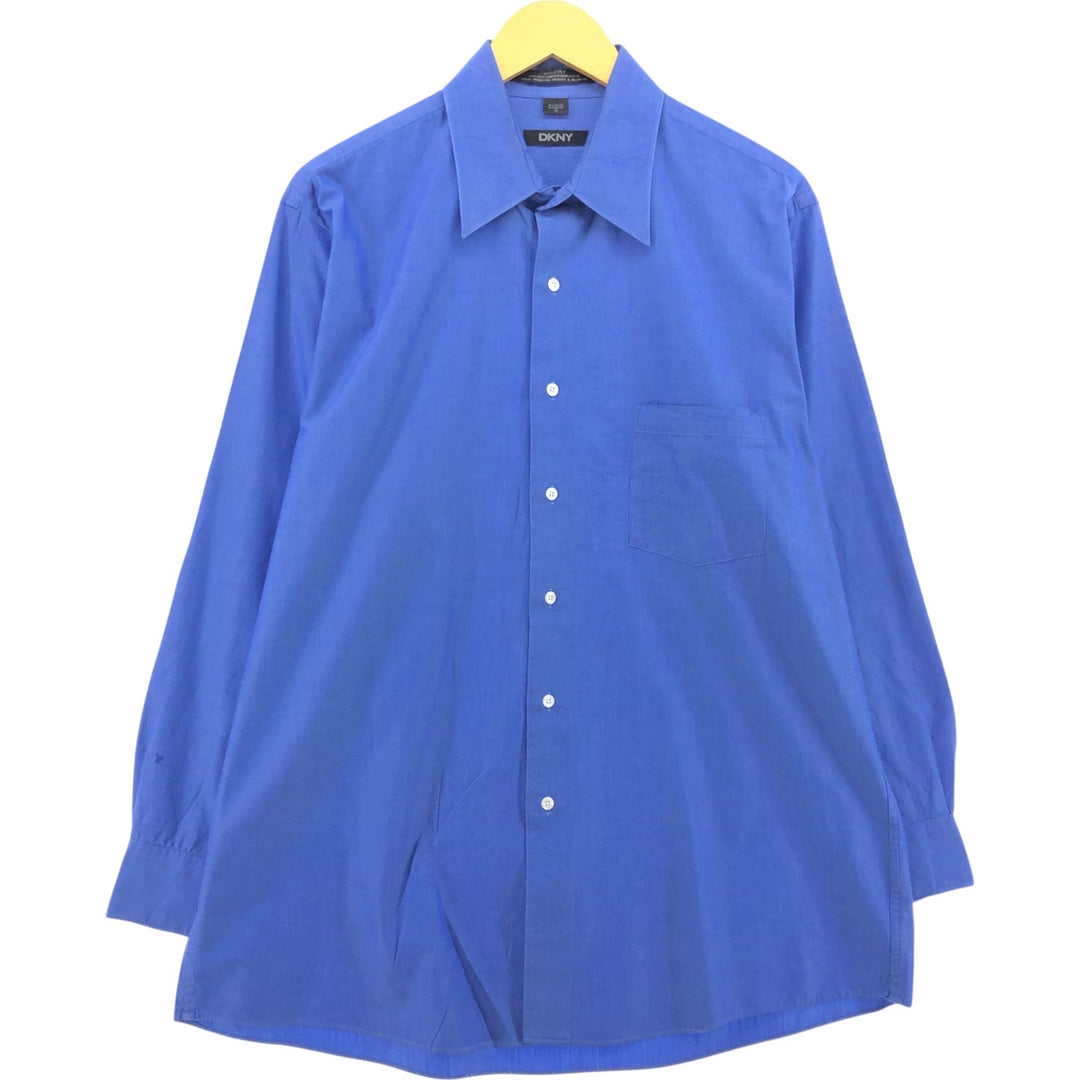 DKNY wide-collar long-sleeved cotton shirt, men's size XL cotton blue type Vintage Second Hand