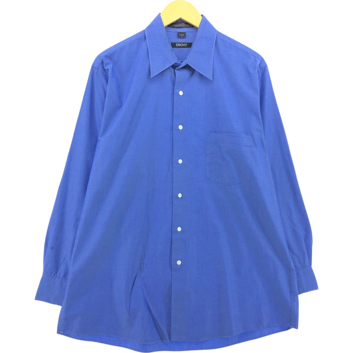 DKNY wide-collar long-sleeved cotton shirt, men's size XL cotton blue type Vintage Second Hand
