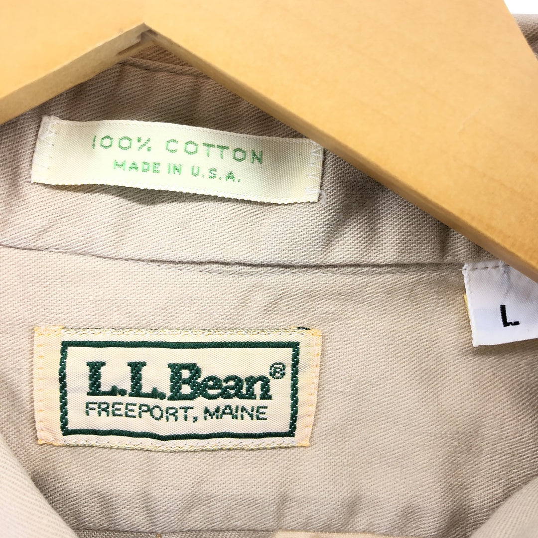 Vintage LLBean long-sleeved cotton shirt from the 1980'S to 1990s, made in the USA, size L. cotton Beige type Vintage Second Hand