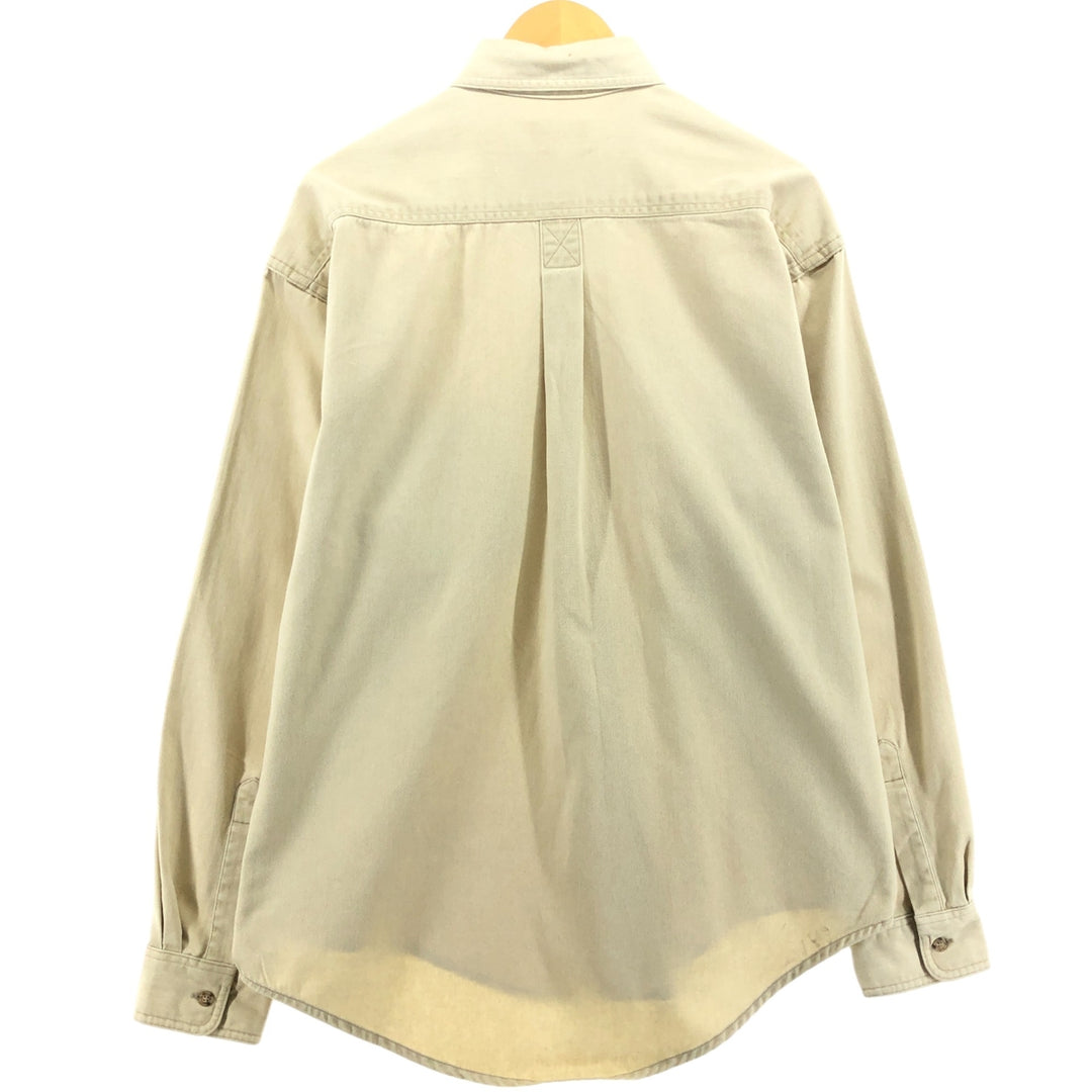 Vintage LLBean long-sleeved button-down shirt from the 1980'S to 1990s, made in Canada, size L. cotton Beige type Vintage Second Hand