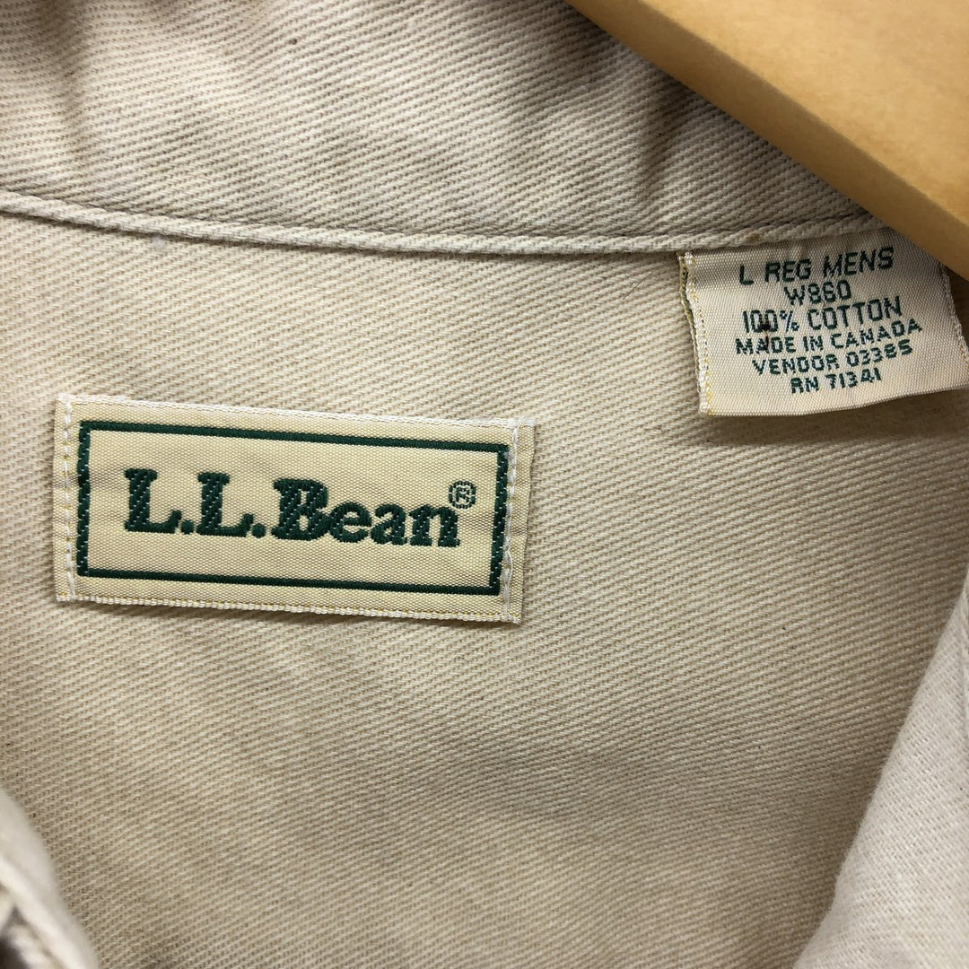 Vintage LLBean long-sleeved button-down shirt from the 1980'S to 1990s, made in Canada, size L. cotton Beige type Vintage Second Hand