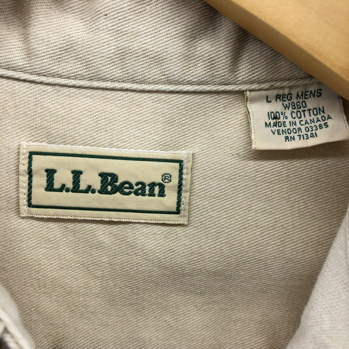 Vintage LLBean long-sleeved button-down shirt from the 1980'S to 1990s, made in Canada, size L. cotton Beige type Vintage Second Hand
