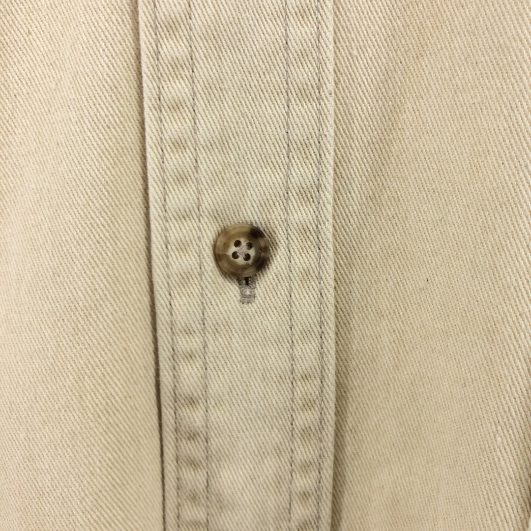 Vintage LLBean long-sleeved button-down shirt from the 1980'S to 1990s, made in Canada, size L. cotton Beige type Vintage Second Hand