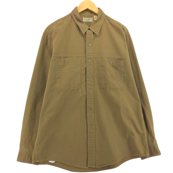 Vintage LLBean long-sleeved cotton shirt from the 1980'S to 1990s, made in the USA, size L. cotton Camel type Vintage Second Hand