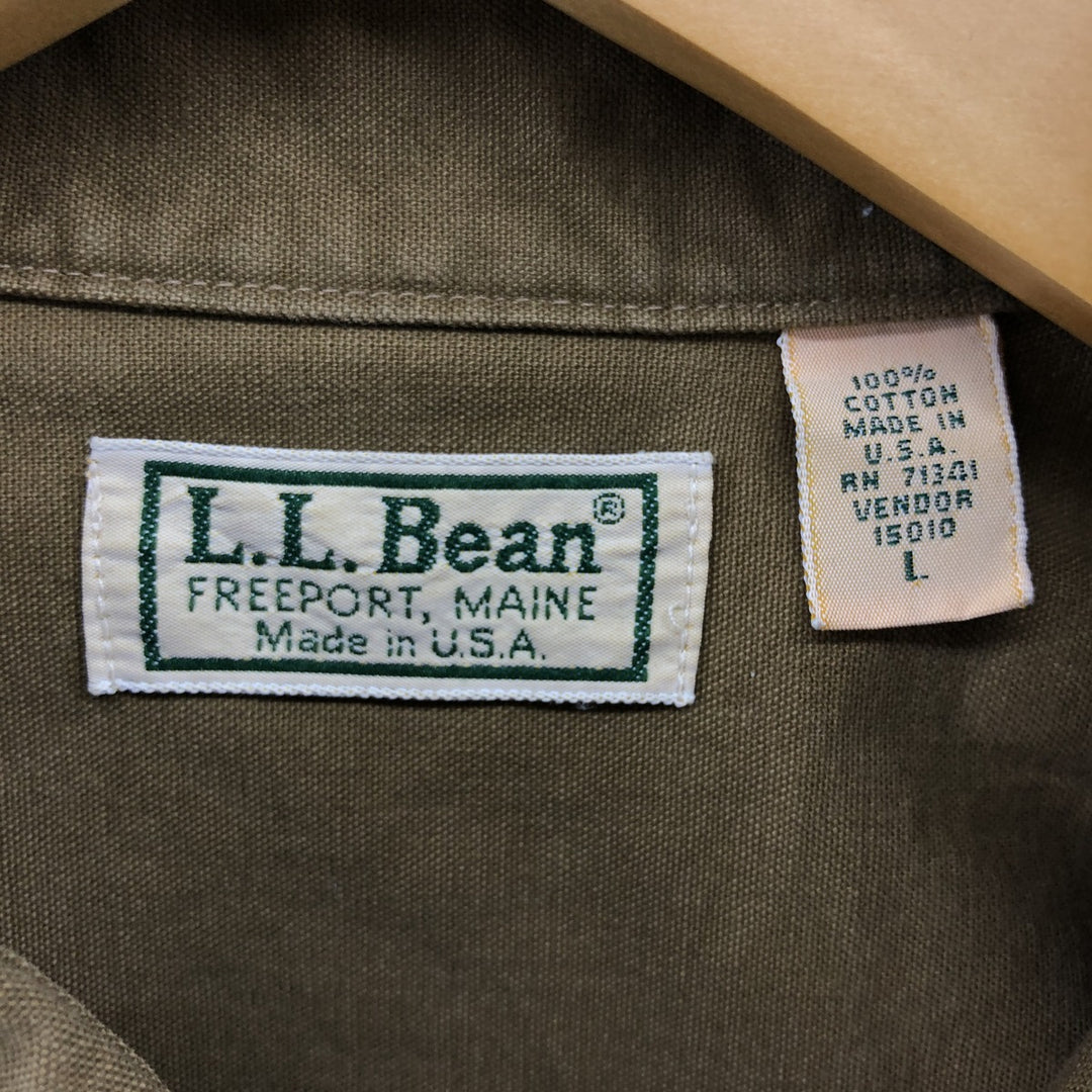 Vintage LLBean long-sleeved cotton shirt from the 1980'S to 1990s, made in the USA, size L. cotton Camel type Vintage Second Hand