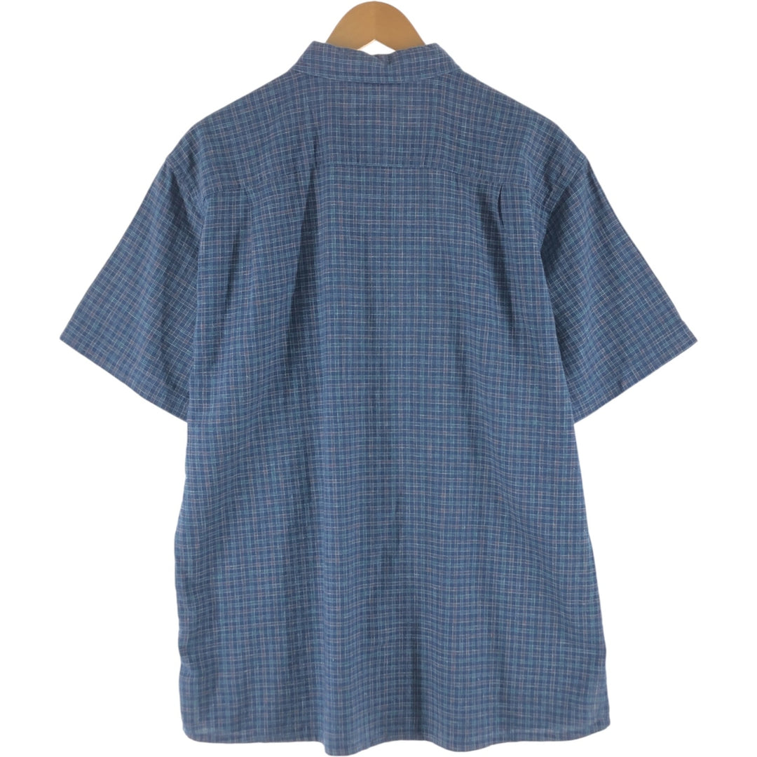 Patagonia 53139SP23 Short Sleeve Hemp x Cotton Check Shirt Box Shirt Men's L Size Organic cotton Navy blue Vintage Second Hand