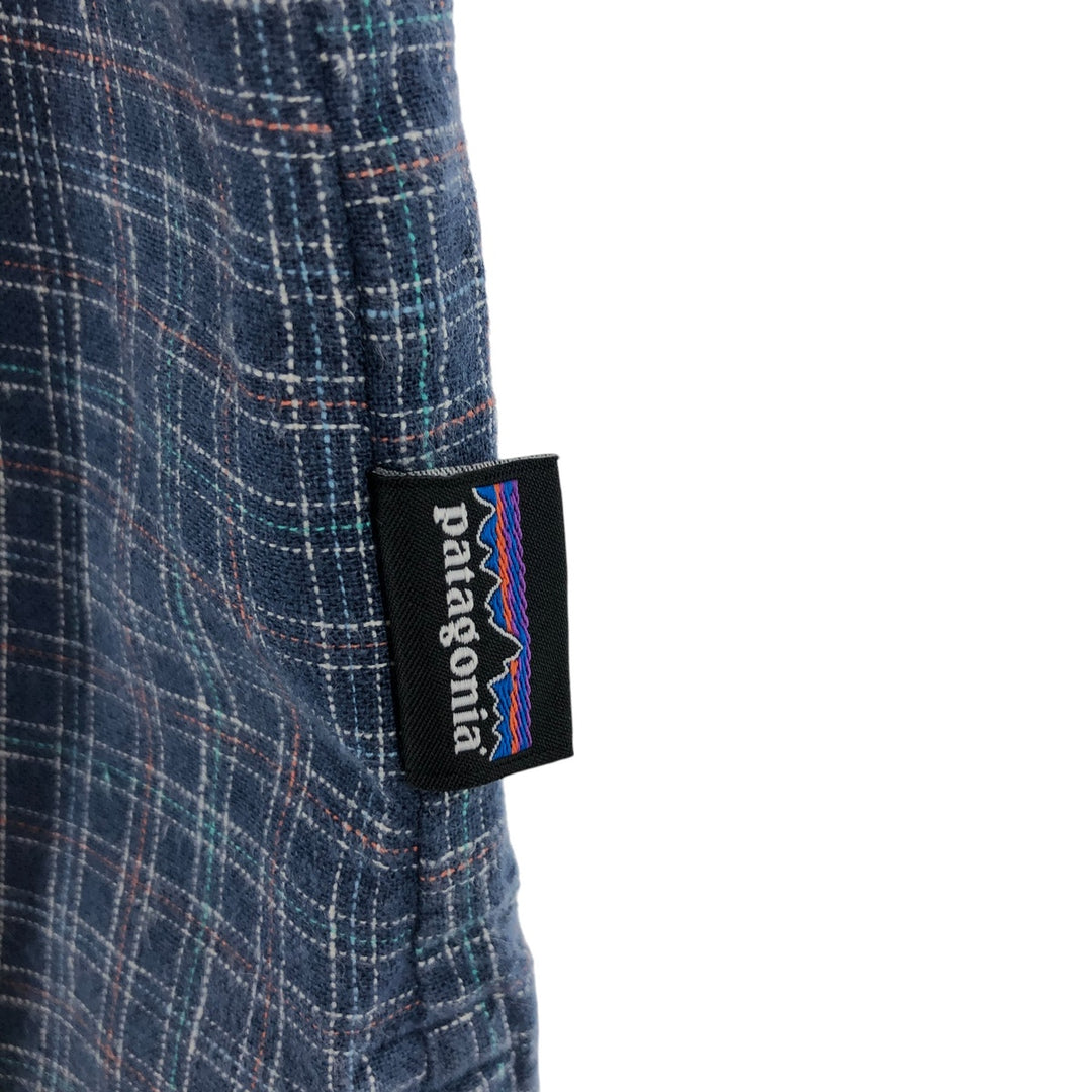 Patagonia 53139SP23 Short Sleeve Hemp x Cotton Check Shirt Box Shirt Men's L Size Organic cotton Navy blue Vintage Second Hand