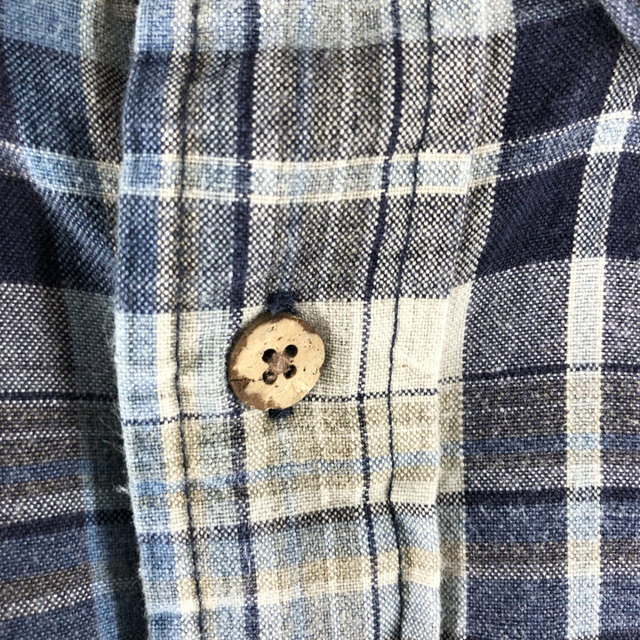 St. John's Bay Short Sleeve Button-Down Check Shirt, Men's XL cotton navy blue type Vintage Second Hand