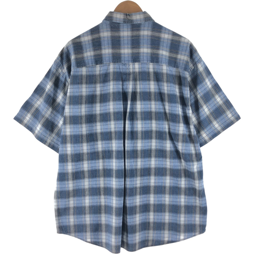 St. John's Bay Short Sleeve Button-Down Check Shirt, Men's XL cotton blue type Vintage Second Hand