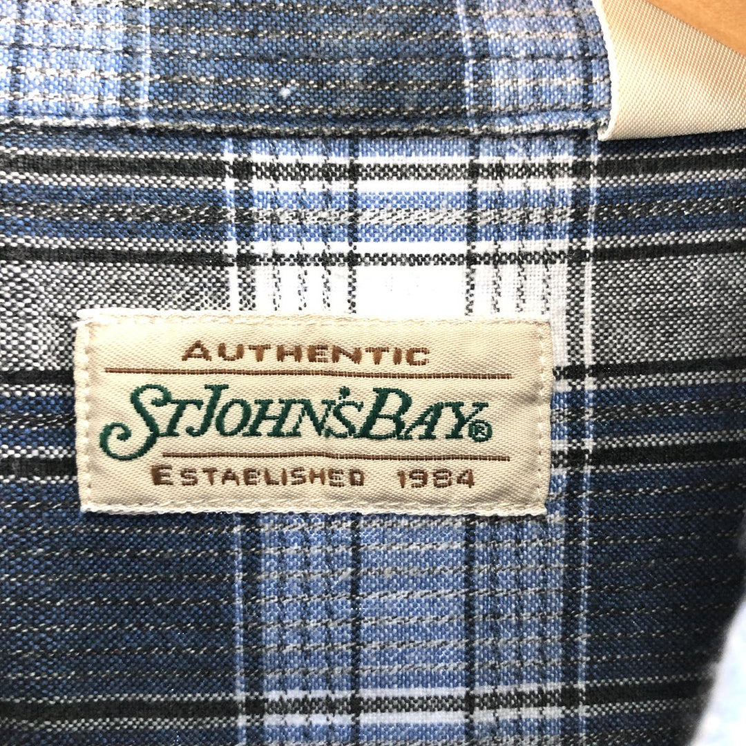 St. John's Bay Short Sleeve Button-Down Check Shirt, Men's XL cotton blue type Vintage Second Hand