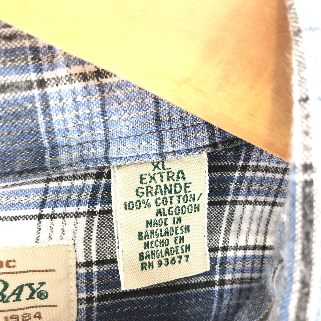 St. John's Bay Short Sleeve Button-Down Check Shirt, Men's XL cotton blue type Vintage Second Hand