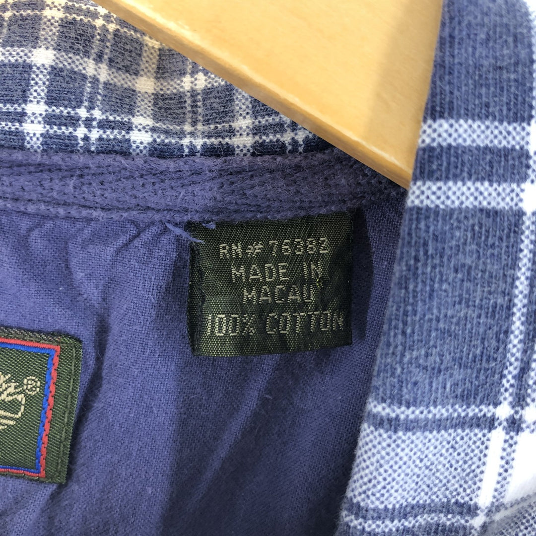 Timberland Short Sleeve Cotton Check Box Shirt, Men's Size Medium cotton navy blue type Vintage Second Hand