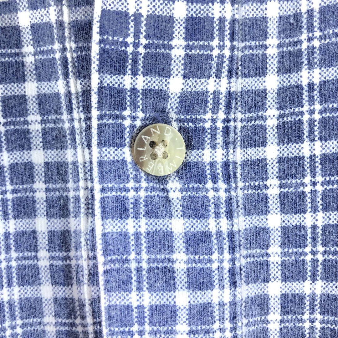 Timberland Short Sleeve Cotton Check Box Shirt, Men's Size Medium cotton navy blue type Vintage Second Hand