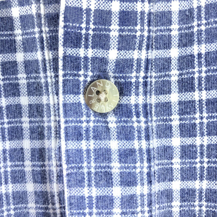 Timberland Short Sleeve Cotton Check Box Shirt, Men's Size Medium cotton navy blue type Vintage Second Hand