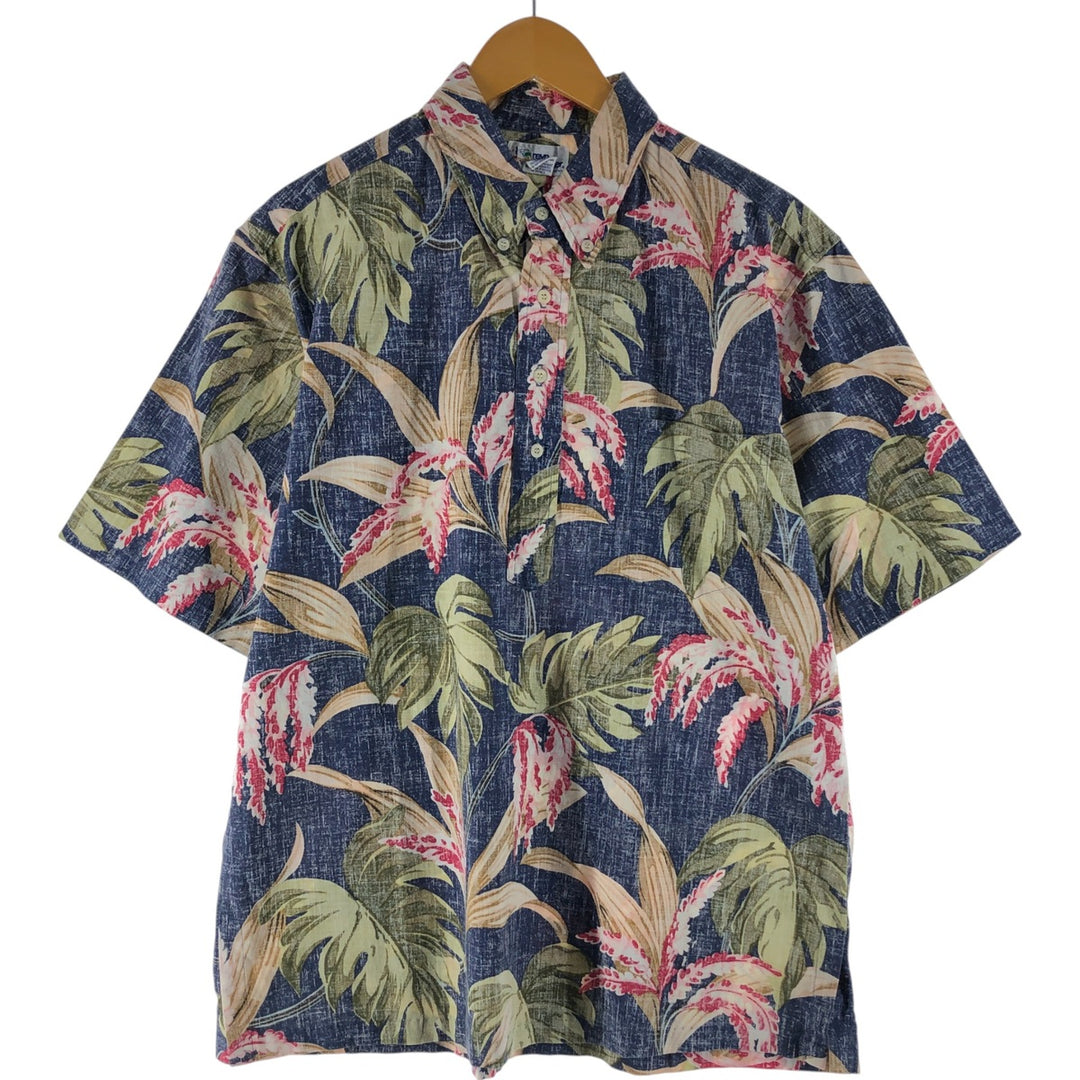 90'S Reyn Spooner Swimsuit Tag Print Pullover Button-Down Aloha Shirt, Made in Hawaii, Men's Size XL cotton navy blue type Vintage Second Hand