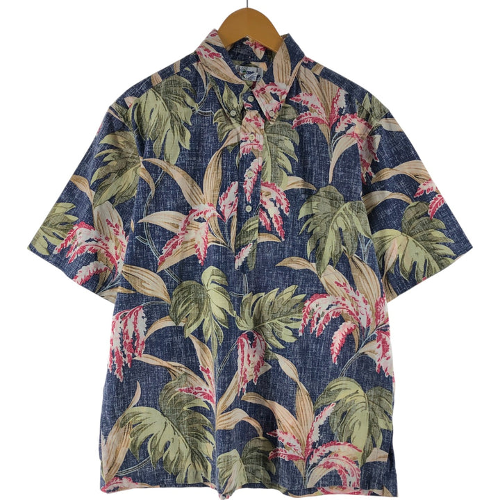 90'S Reyn Spooner Swimsuit Tag Print Pullover Button-Down Aloha Shirt, Made in Hawaii, Men's Size XL cotton navy blue type Vintage Second Hand