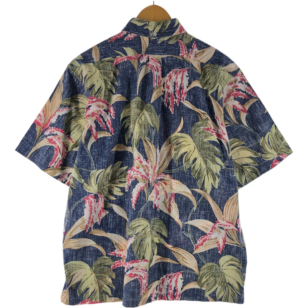 90'S Reyn Spooner Swimsuit Tag Print Pullover Button-Down Aloha Shirt, Made in Hawaii, Men's Size XL cotton navy blue type Vintage Second Hand