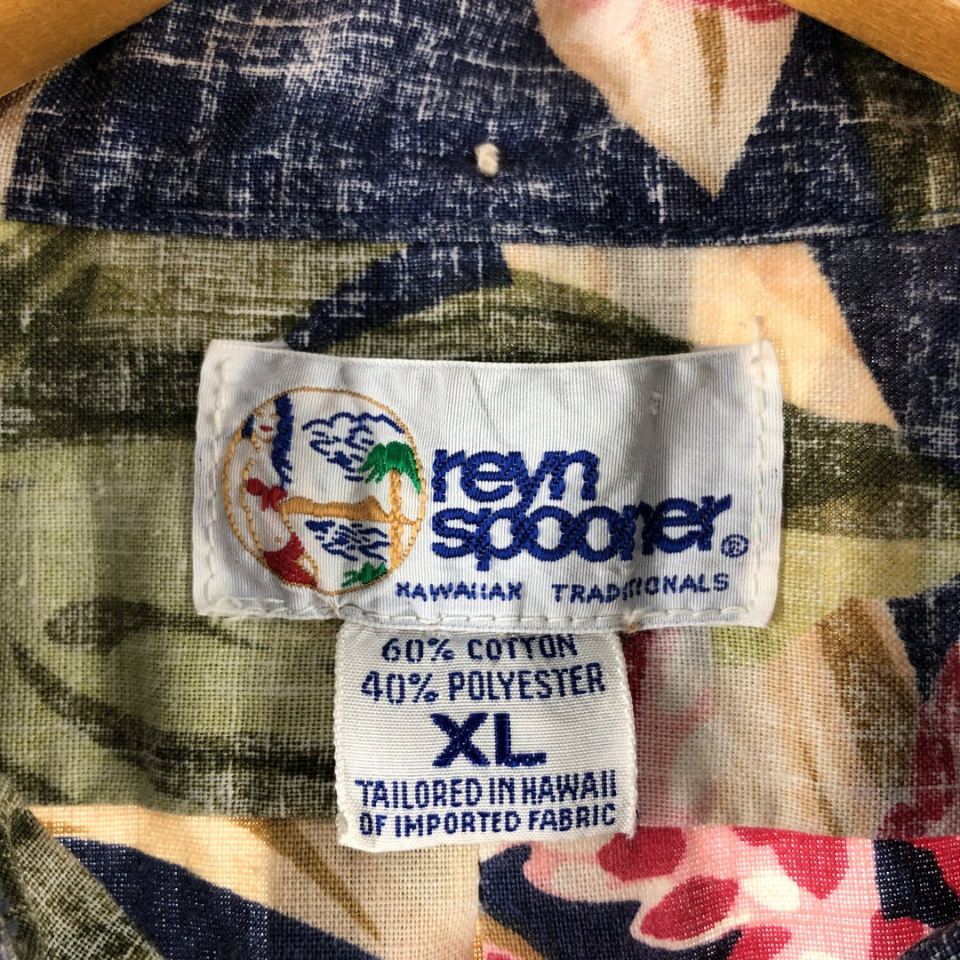 90'S Reyn Spooner Swimsuit Tag Print Pullover Button-Down Aloha Shirt, Made in Hawaii, Men's Size XL cotton navy blue type Vintage Second Hand