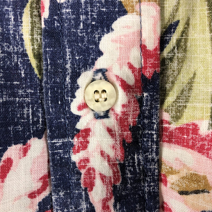 90'S Reyn Spooner Swimsuit Tag Print Pullover Button-Down Aloha Shirt, Made in Hawaii, Men's Size XL cotton navy blue type Vintage Second Hand