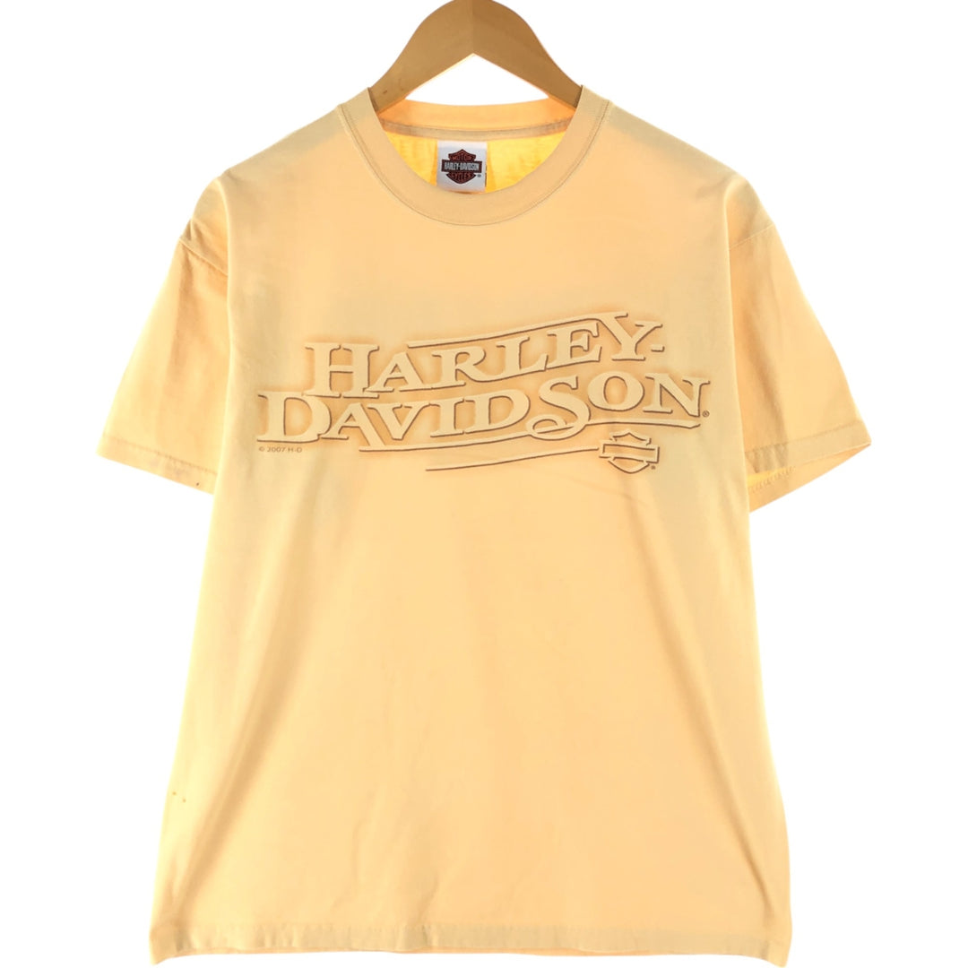 00'S Harley-Davidson Hanes Motorcycle Bike T-shirt Made in USA Men's M size cotton unbleached Vintage Second Hand