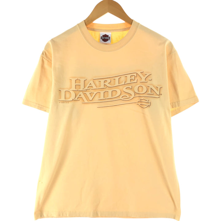 00'S Harley-Davidson Hanes Motorcycle Bike T-shirt Made in USA Men's M size cotton unbleached Vintage Second Hand