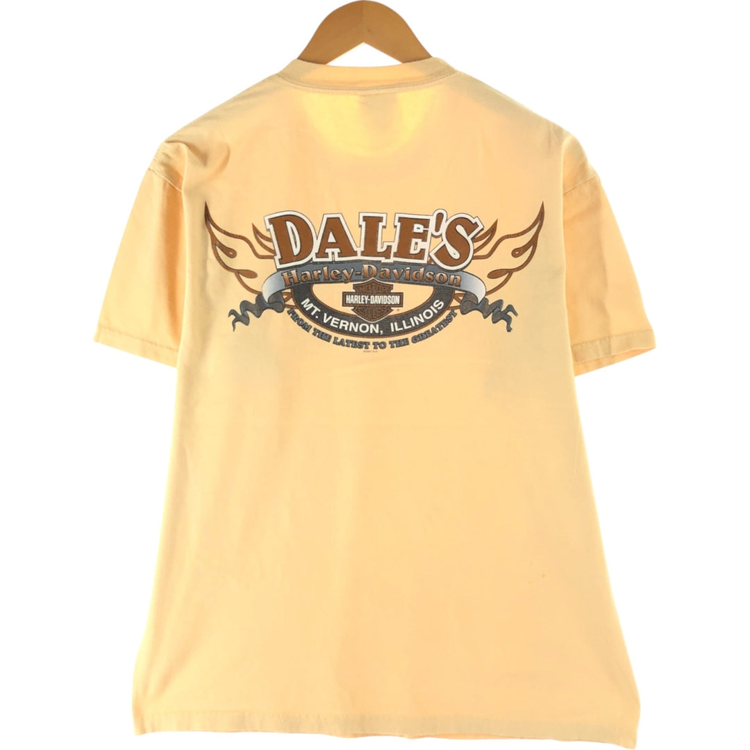 00'S Harley-Davidson Hanes Motorcycle Bike T-shirt Made in USA Men's M size cotton unbleached Vintage Second Hand