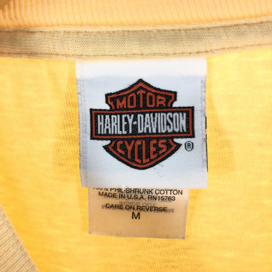 00'S Harley-Davidson Hanes Motorcycle Bike T-shirt Made in USA Men's M size cotton unbleached Vintage Second Hand
