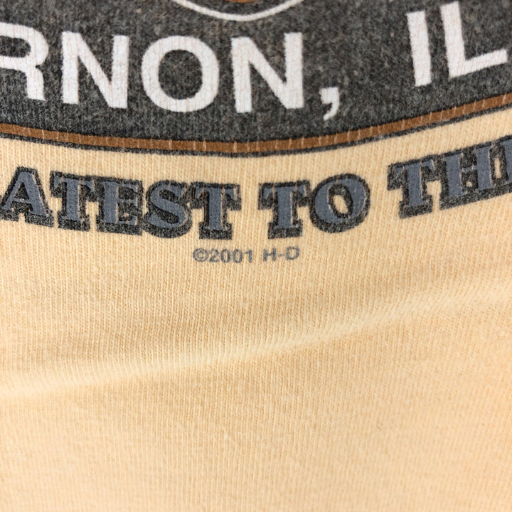 00'S Harley-Davidson Hanes Motorcycle Bike T-shirt Made in USA Men's M size cotton unbleached Vintage Second Hand