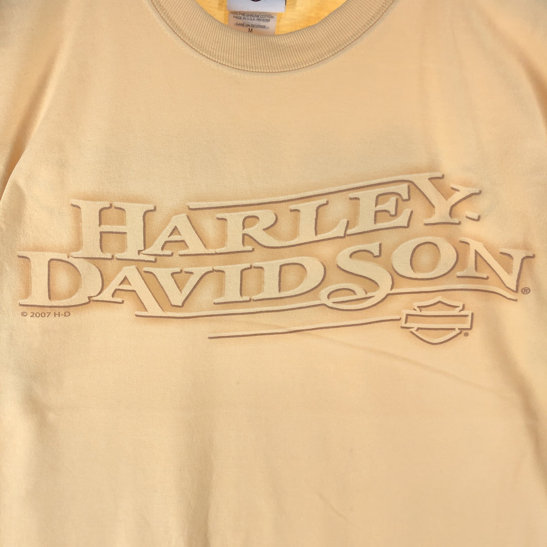 00'S Harley-Davidson Hanes Motorcycle Bike T-shirt Made in USA Men's M size cotton unbleached Vintage Second Hand