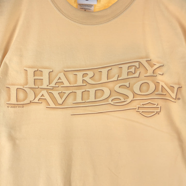 00'S Harley-Davidson Hanes Motorcycle Bike T-shirt Made in USA Men's M size cotton unbleached Vintage Second Hand