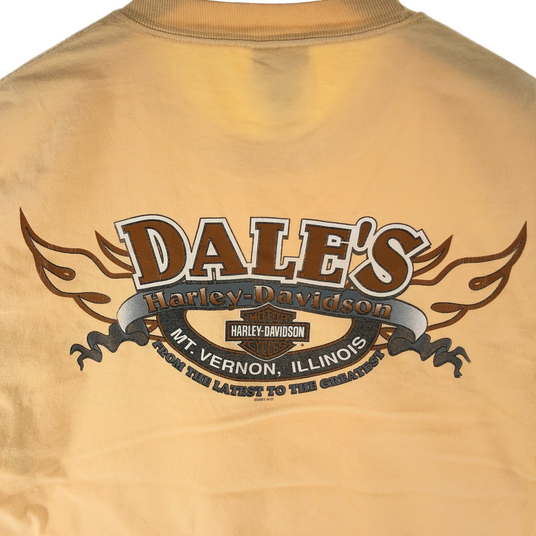 00'S Harley-Davidson Hanes Motorcycle Bike T-shirt Made in USA Men's M size cotton unbleached Vintage Second Hand