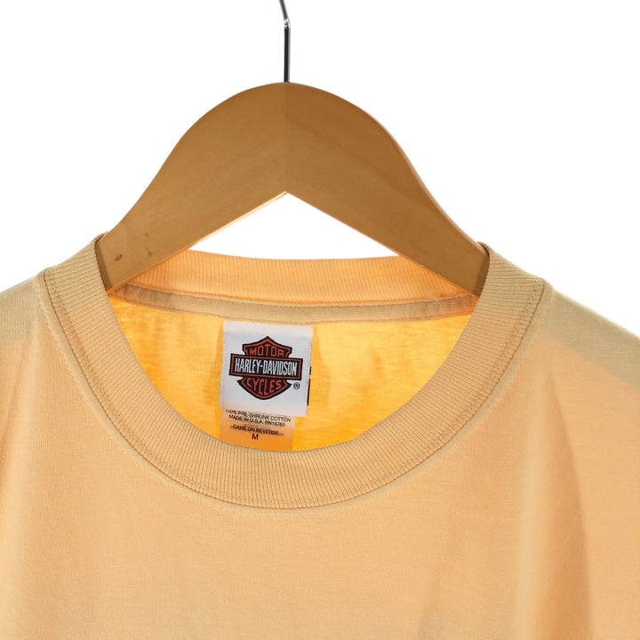 00'S Harley-Davidson Hanes Motorcycle Bike T-shirt Made in USA Men's M size cotton unbleached Vintage Second Hand
