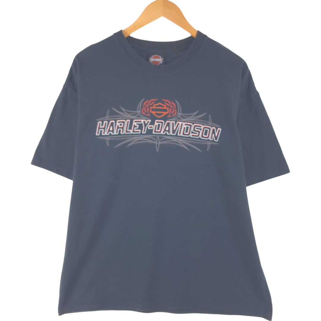 00'S Harley-Davidson Hanes Motorcycle Bike T-shirt Made in USA Men's XL cotton black type Vintage Second Hand