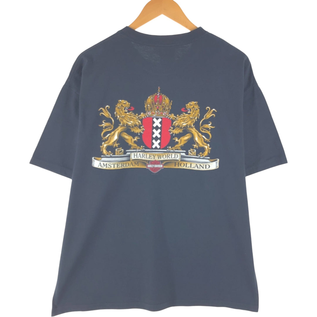 00'S Harley-Davidson Hanes Motorcycle Bike T-shirt Made in USA Men's XL cotton black type Vintage Second Hand