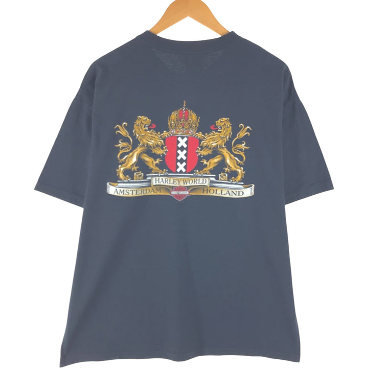 00'S Harley-Davidson Hanes Motorcycle Bike T-shirt Made in USA Men's XL cotton black type Vintage Second Hand