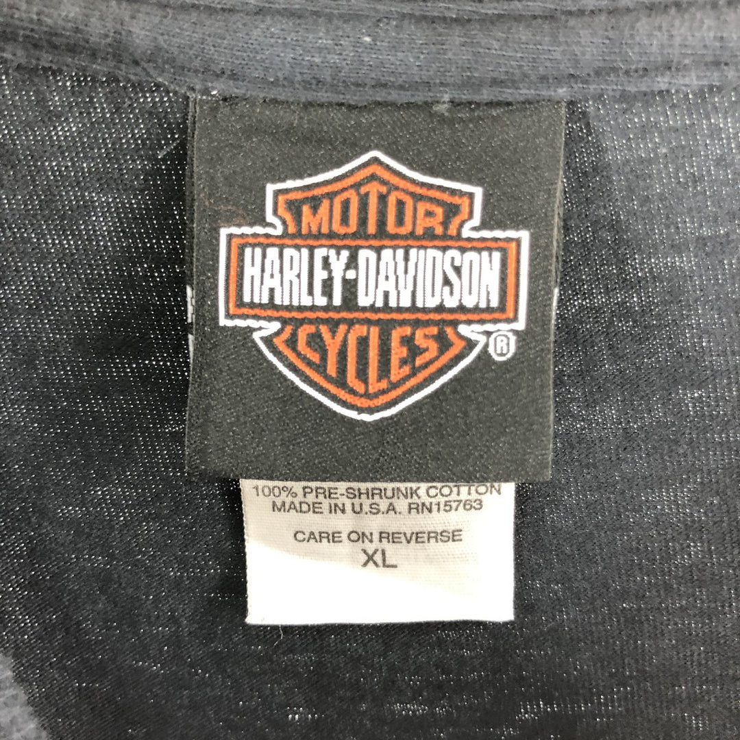 00'S Harley-Davidson Hanes Motorcycle Bike T-shirt Made in USA Men's XL cotton black type Vintage Second Hand