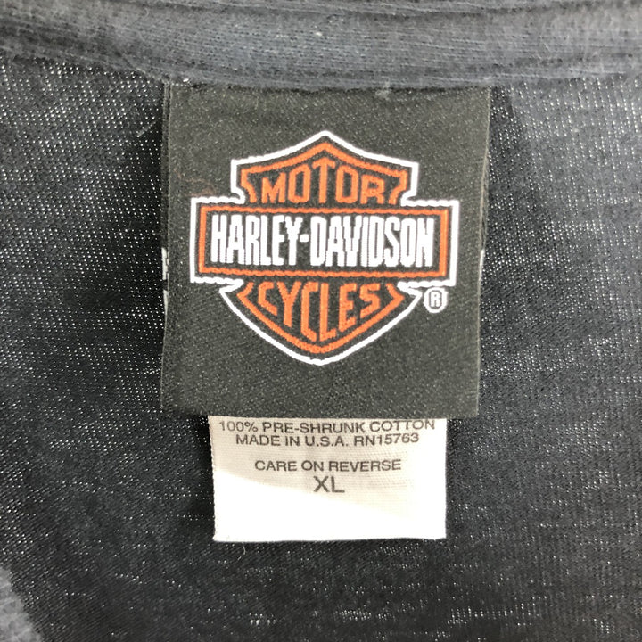 00'S Harley-Davidson Hanes Motorcycle Bike T-shirt Made in USA Men's XL cotton black type Vintage Second Hand