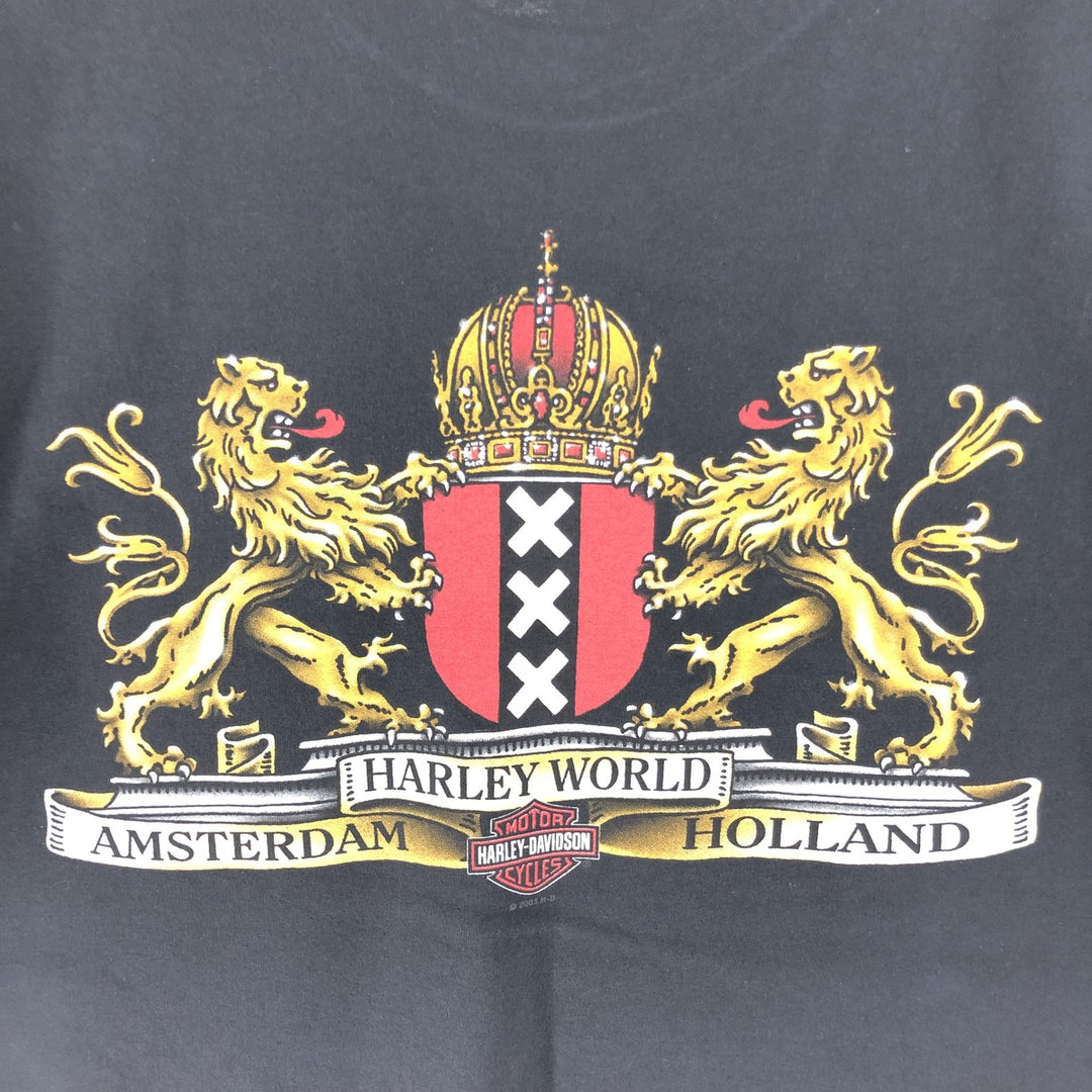 00'S Harley-Davidson Hanes Motorcycle Bike T-shirt Made in USA Men's XL cotton black type Vintage Second Hand