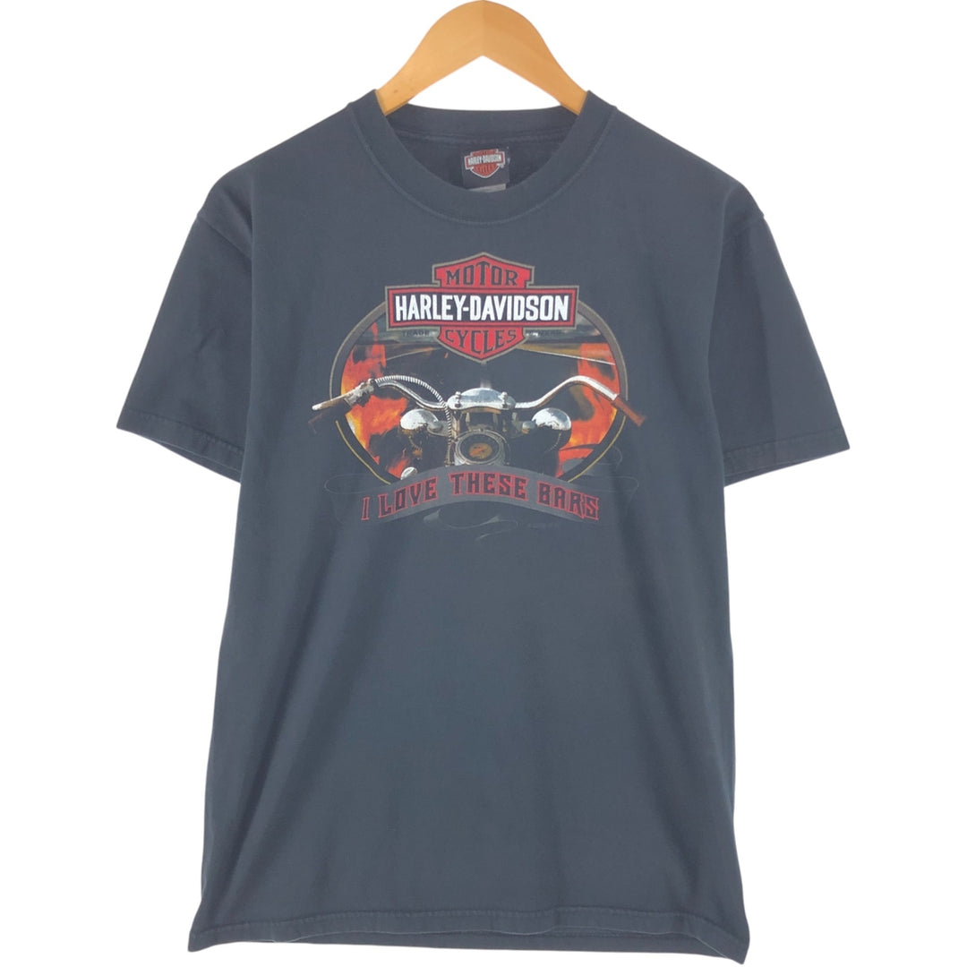 00'S Harley-Davidson Motorcycle Bike T-shirt Made in USA Men's M size cotton black type Vintage Second Hand