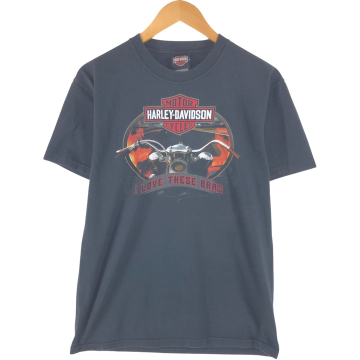 00'S Harley-Davidson Motorcycle Bike T-shirt Made in USA Men's M size cotton black type Vintage Second Hand