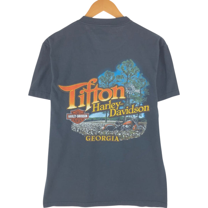 00'S Harley-Davidson Motorcycle Bike T-shirt Made in USA Men's M size cotton black type Vintage Second Hand